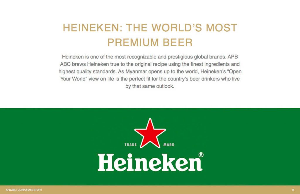 Mission/Vision/Values & corporate messaging for Heineken Myanmar